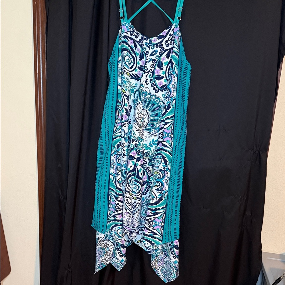 #104 Teal and Blue Asymmetrical Dress